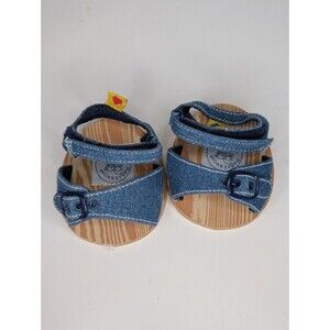 Build A Bear Workshop Blue Denim Sandals Open Toe Buckle Outfit Accessory BAB